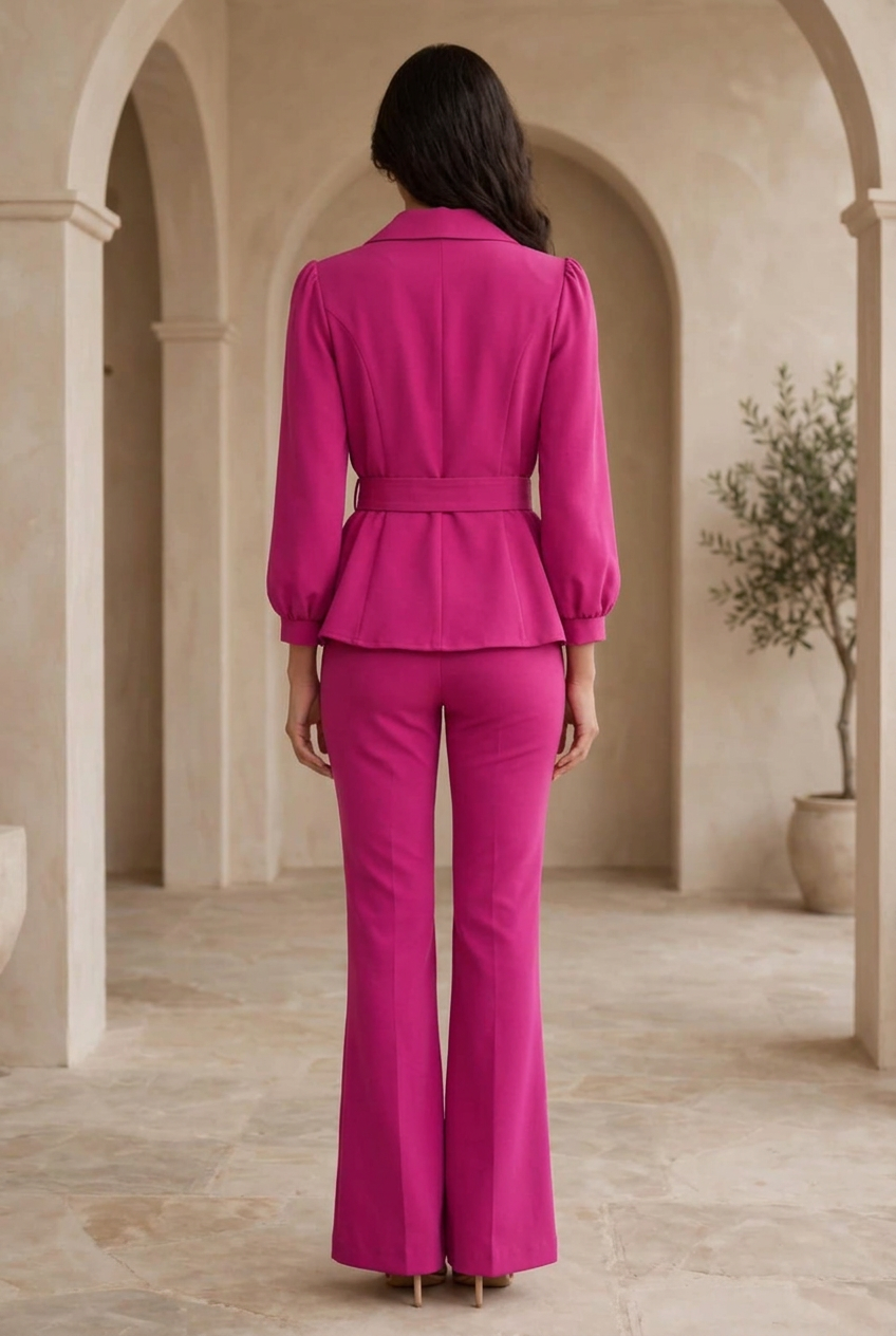 Belted Peplum Blazer Co-Ord Set