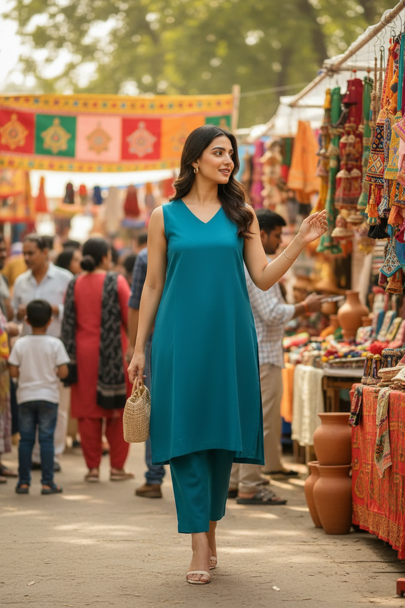 Teal Blue Kurta Set