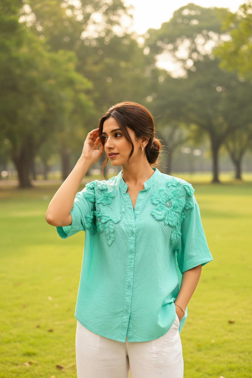 Sea Green sequin Top
