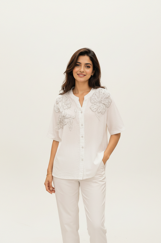 White Sequin Top