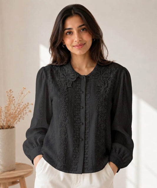 Lace work black top