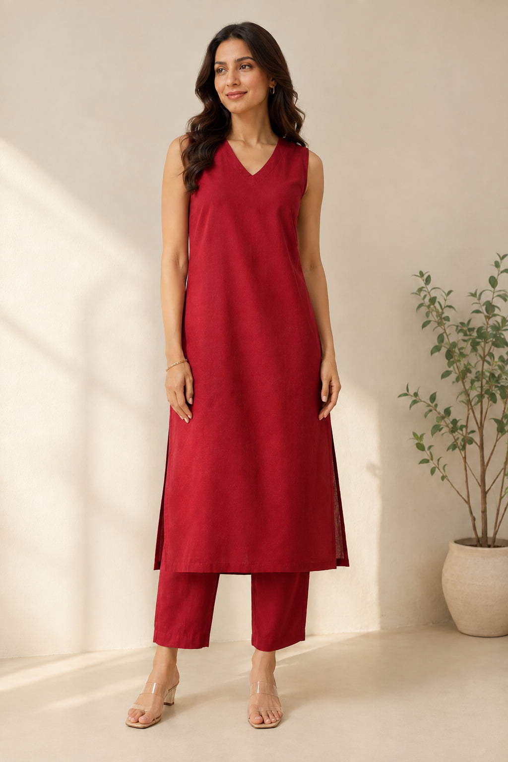 Cherry Red Kurta Set