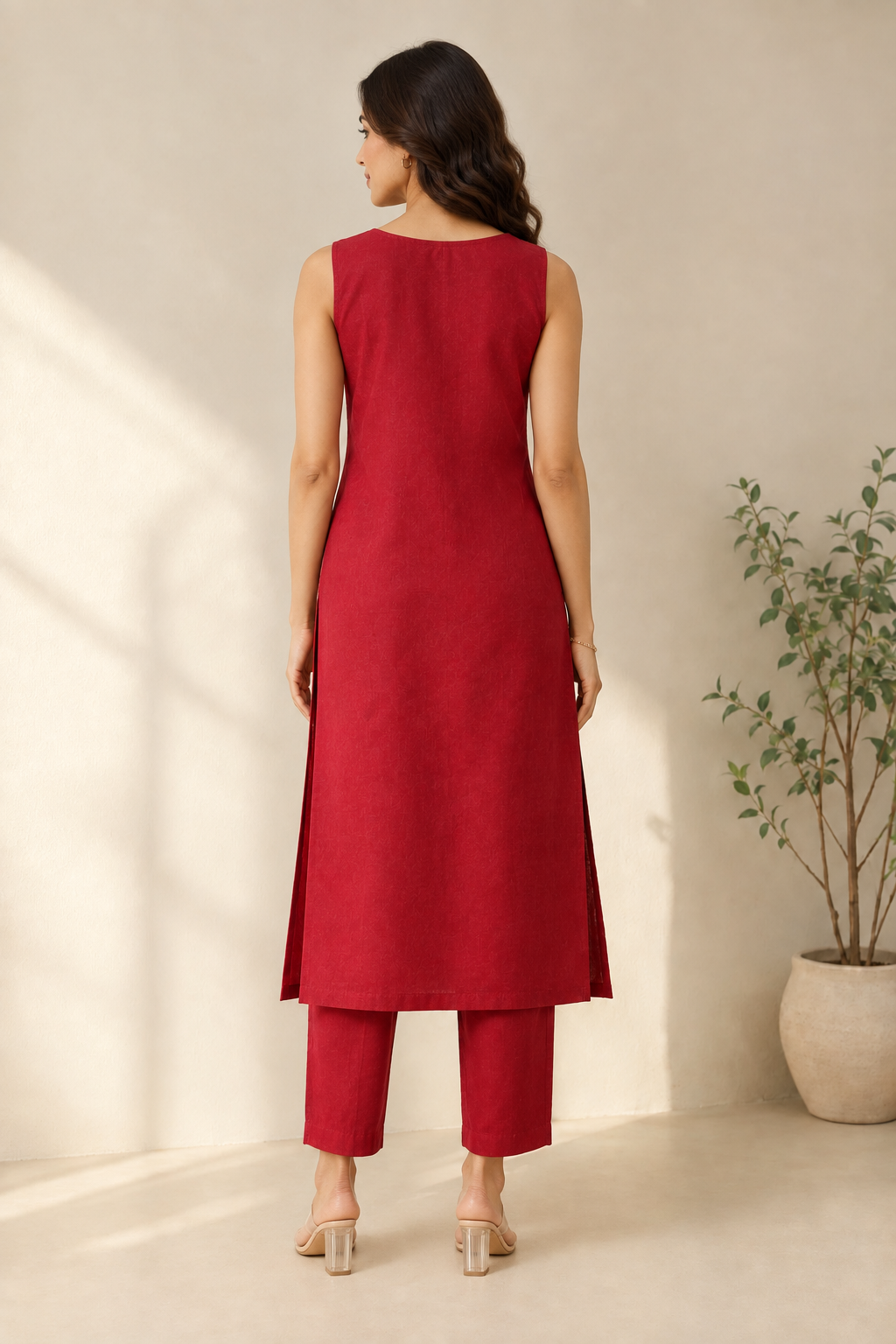 Cherry Red Kurta Set