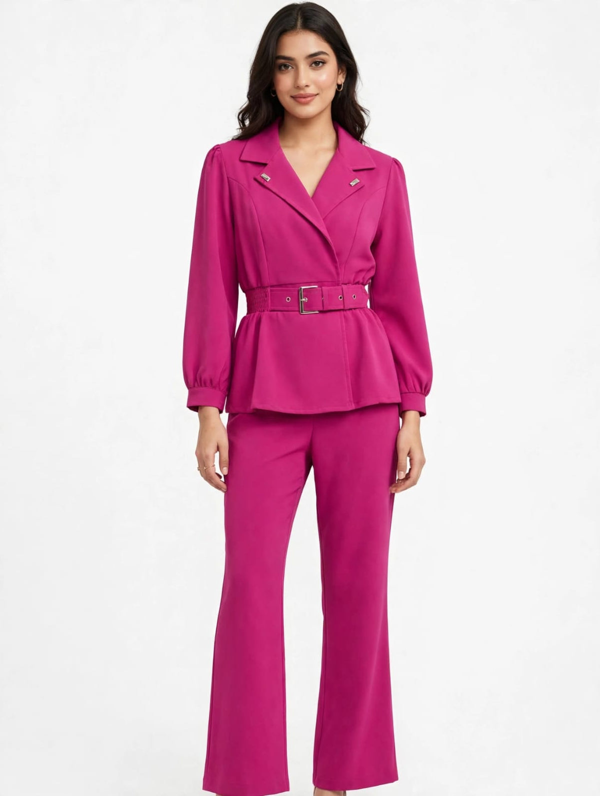 Belted Peplum Blazer Co-Ord Set