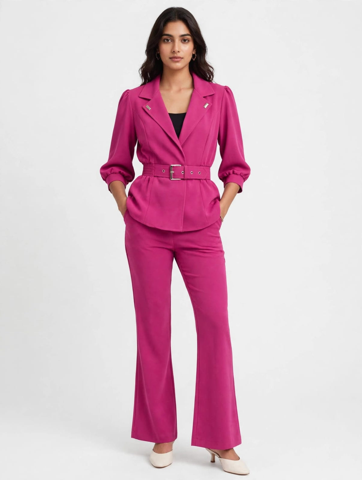 Belted Peplum Blazer Co-Ord Set
