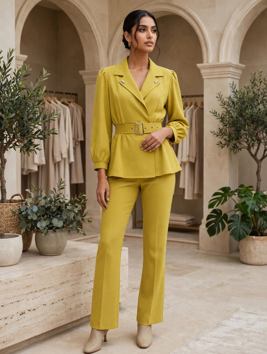 Belted Peplum Blazer Co-Ord Set