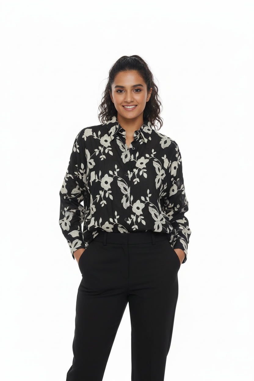 Black Embroidered Shirt