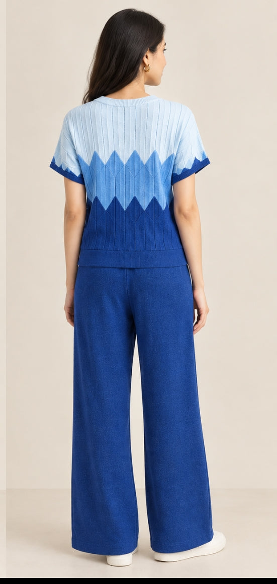Blue knitted Co-Ord set