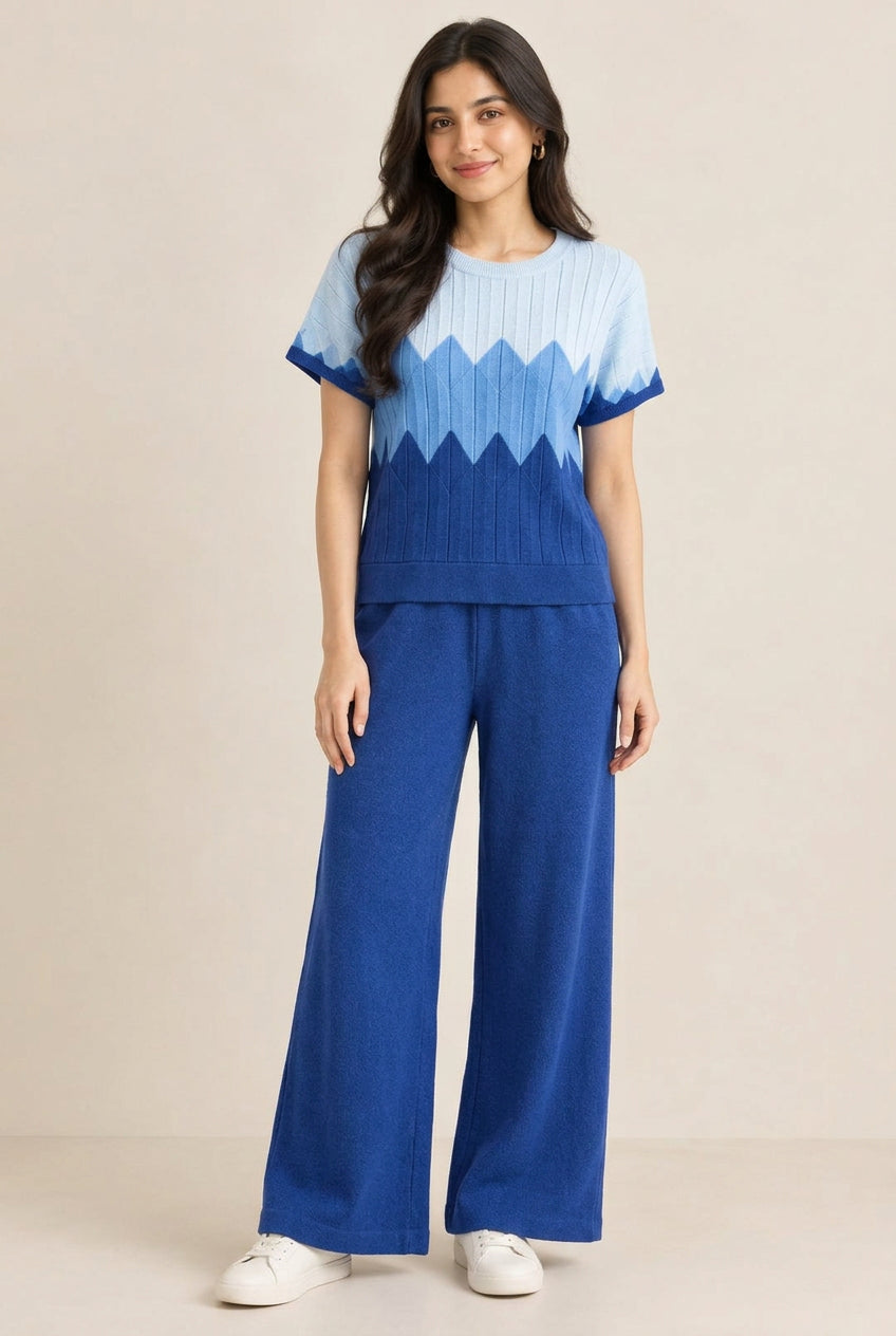 Blue knitted Co-Ord set