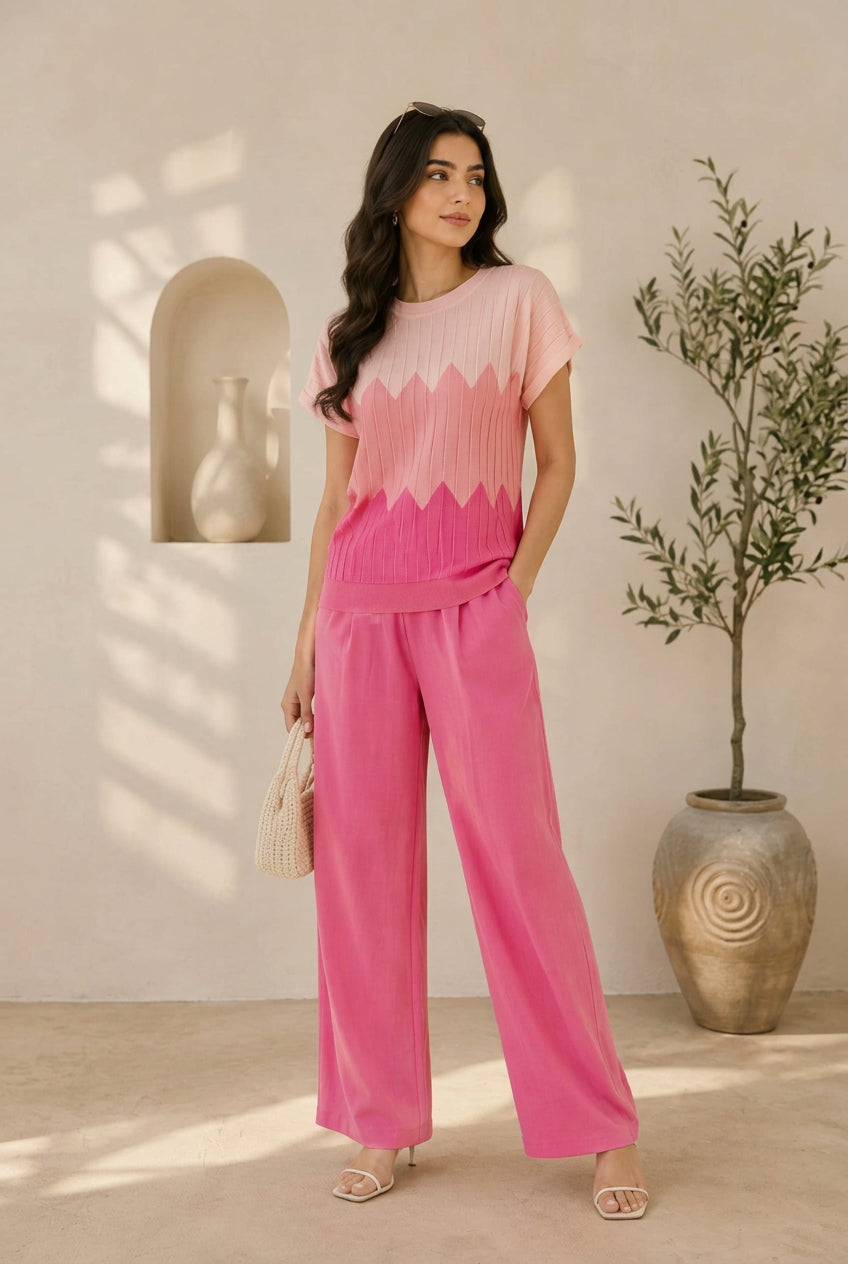 Pink knitted Co-Ord Set