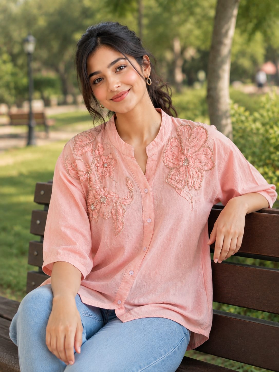 Peach Sequin Top