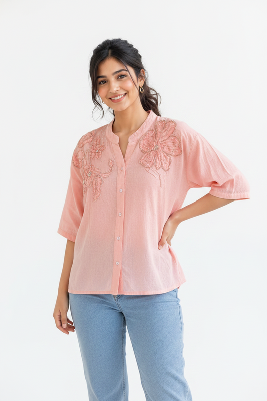 Peach Sequin Top