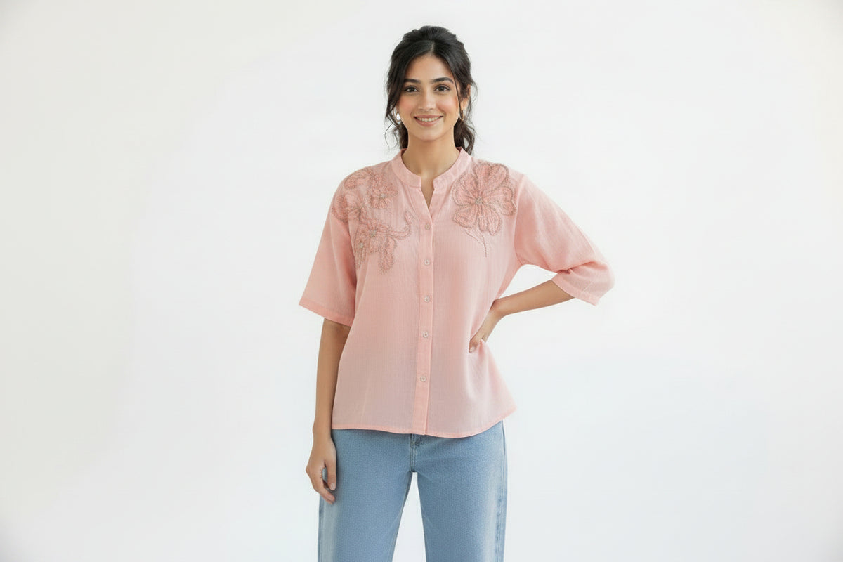 Peach Sequin Top