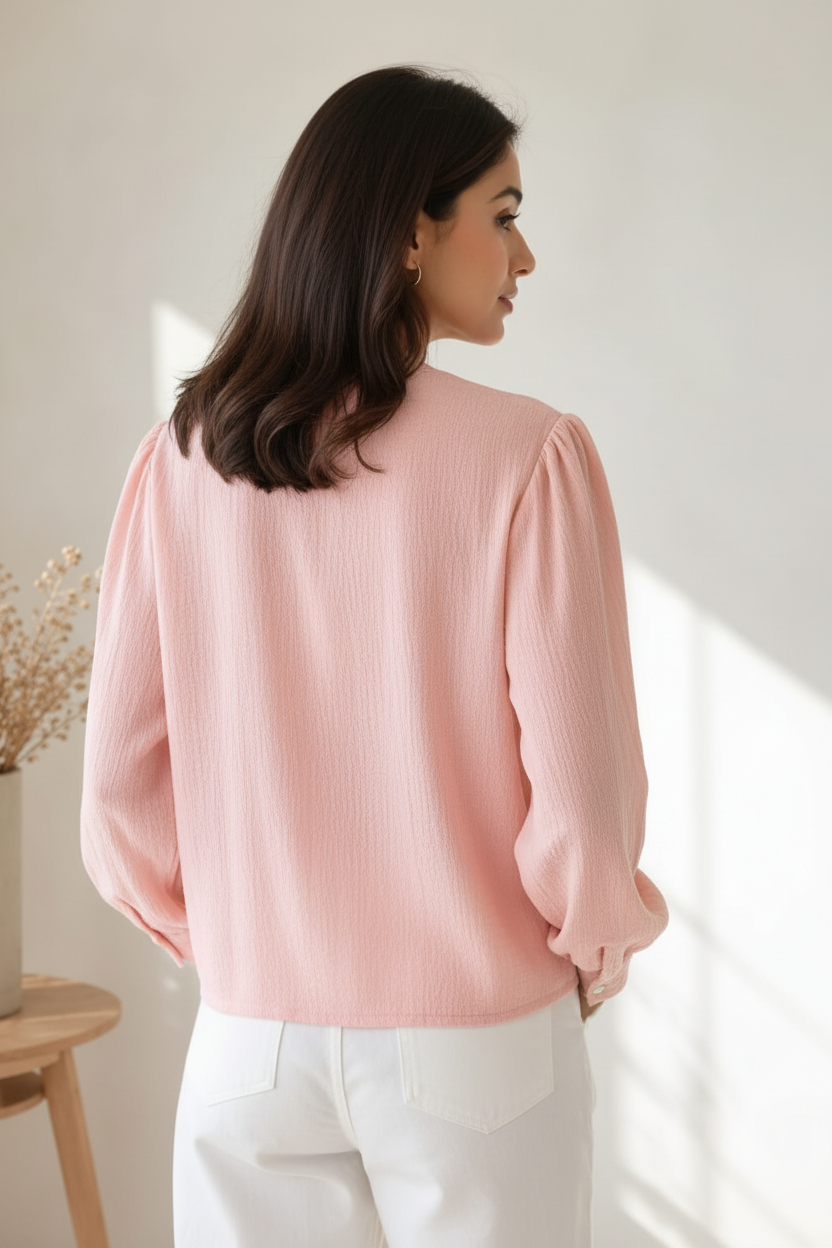 Lace work pink top