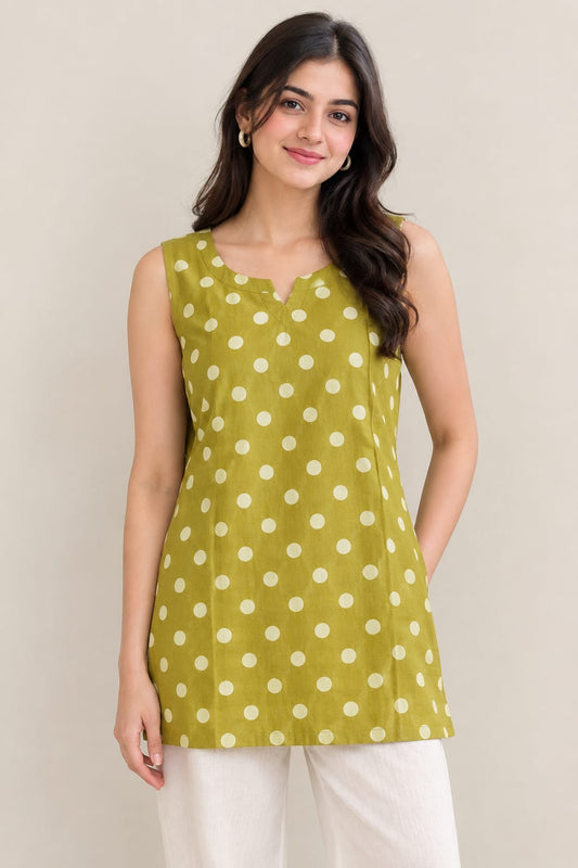 sleeveless cotton kurti